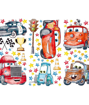 Vinilos decorativos Adhesivos infantiles de Pared Carro cars acuarela