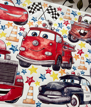 Vinilos decorativos Adhesivos infantiles de Pared Carro cars acuarela