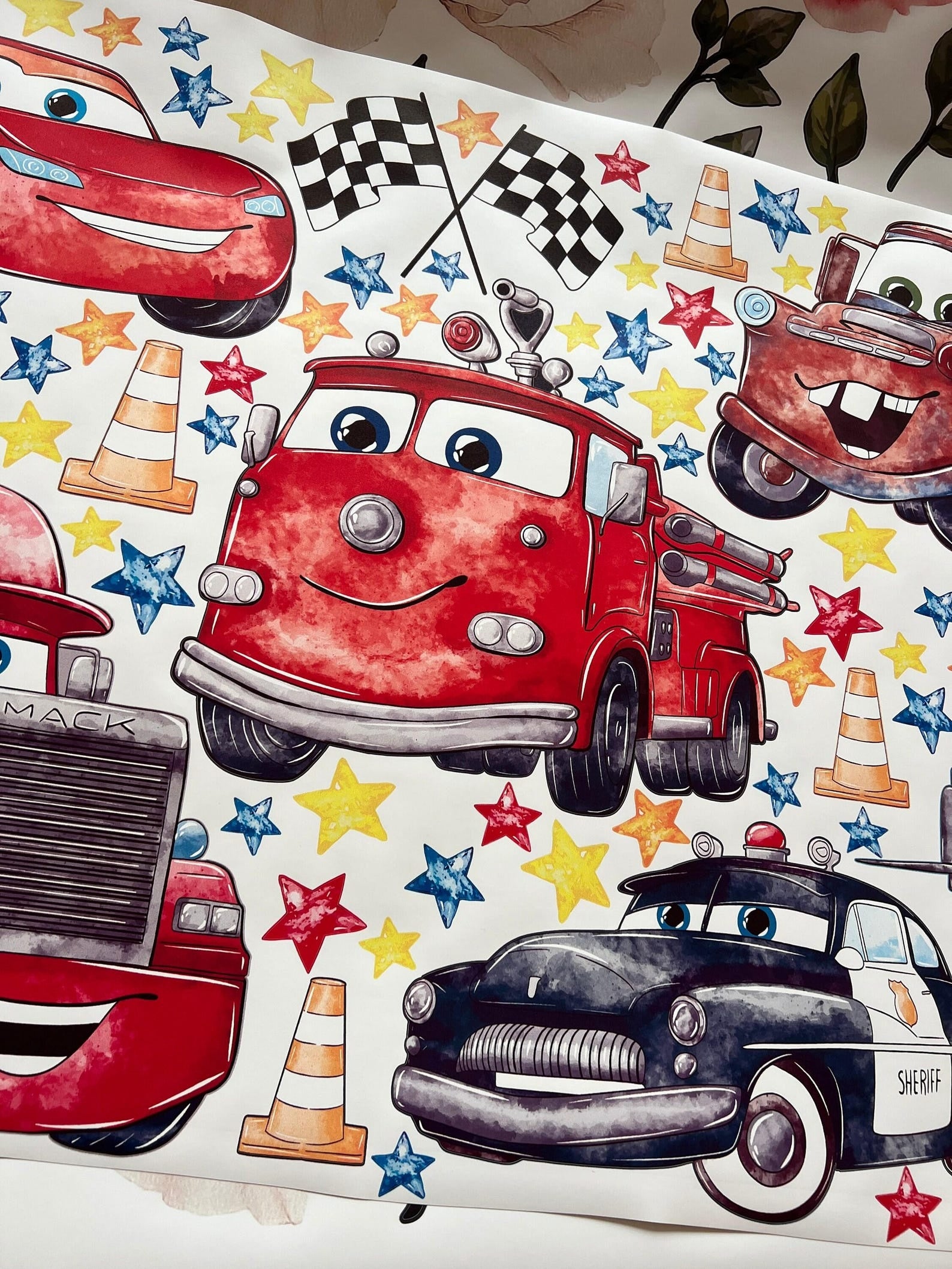 Vinilos decorativos Adhesivos infantiles de Pared Carro cars acuarela