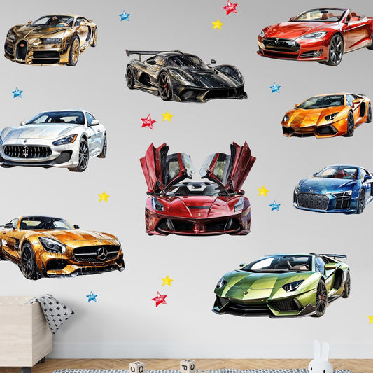 Vinilos decorativos Adhesivos infantiles de Pared Carros de lujo