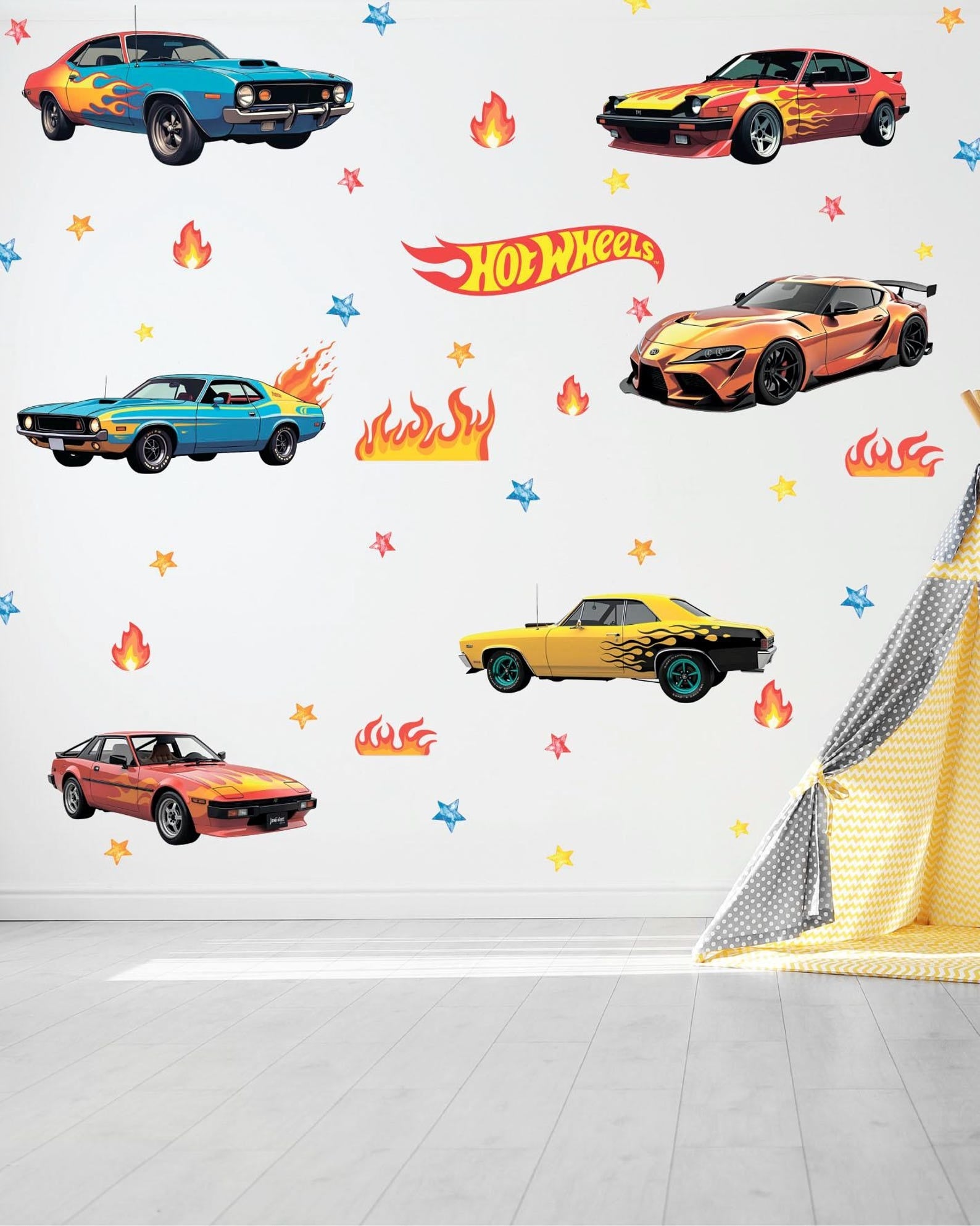 Vinilos decorativos Adhesivos infantiles de Pared Carro hot weels