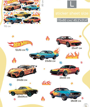 Vinilos decorativos Adhesivos infantiles de Pared Carro hot weels