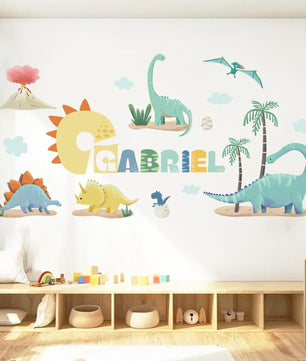 Vinilos decorativos Adhesivos infantiles de pared de dinosaurios Nombre jurásico