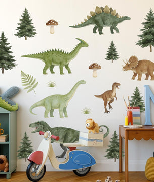 Vinilos decorativos Adhesivos infantiles de pared de dinosaurios de bosque