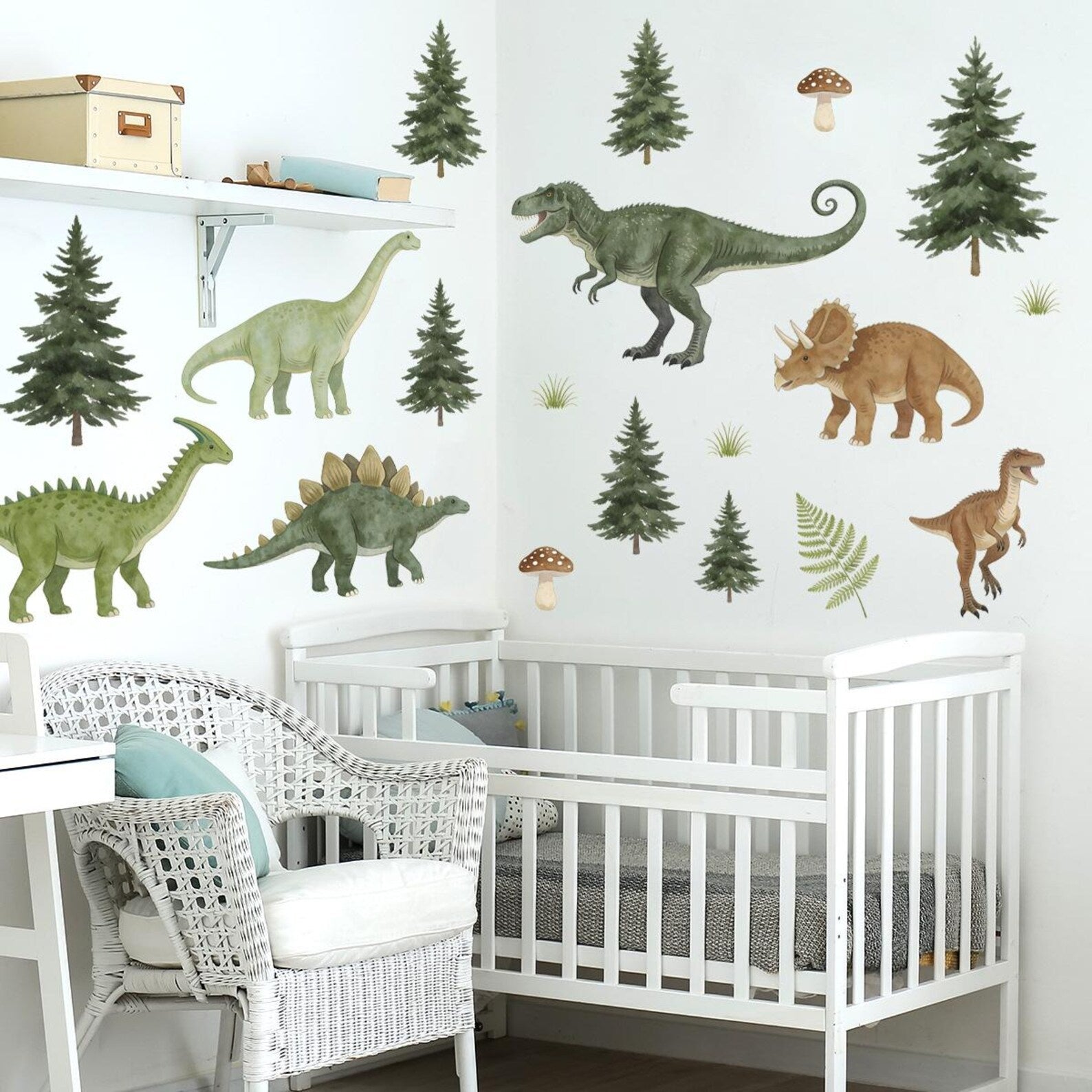 Vinilos decorativos Adhesivos infantiles de pared de dinosaurios de bosque