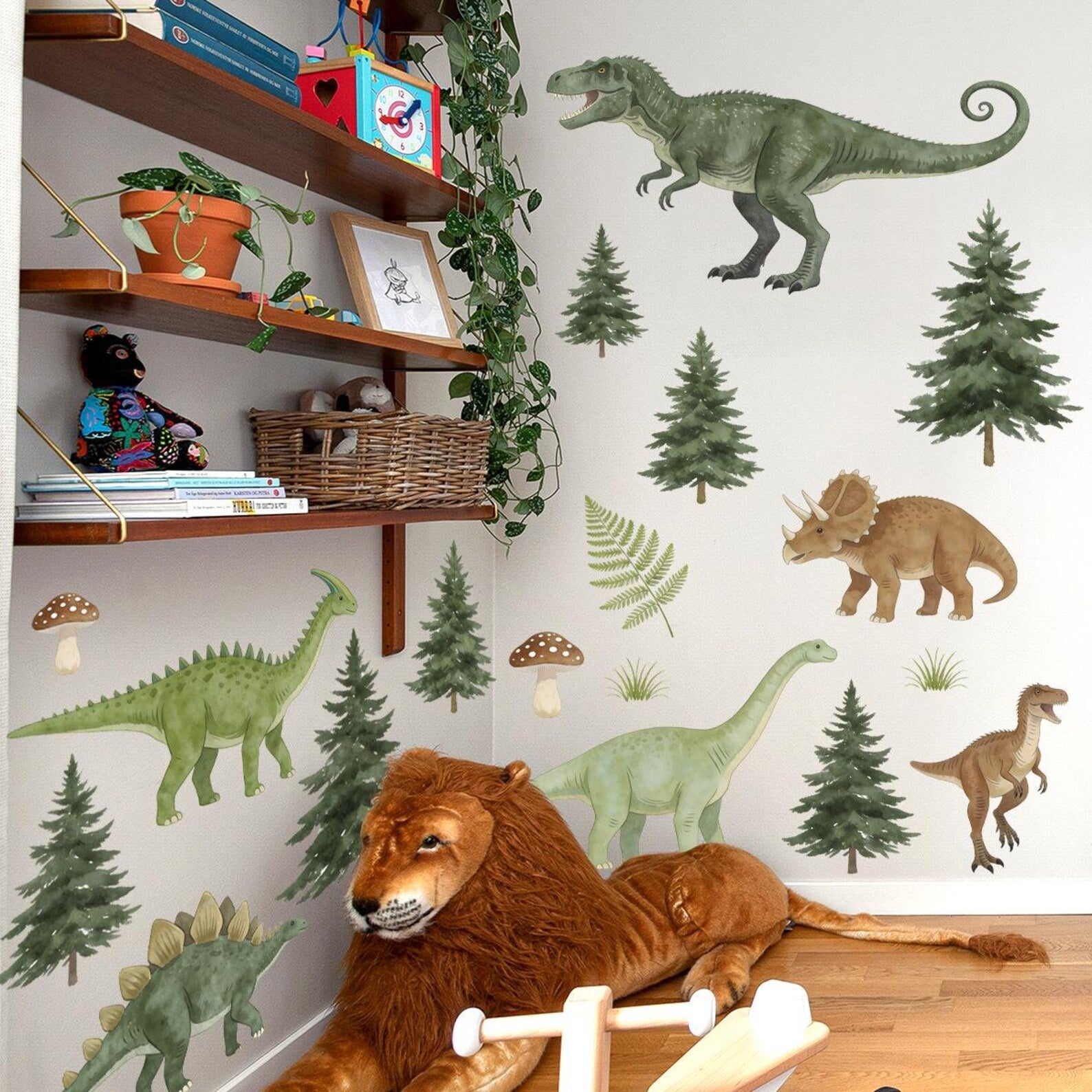 Vinilos decorativos Adhesivos infantiles de pared de dinosaurios de bosque