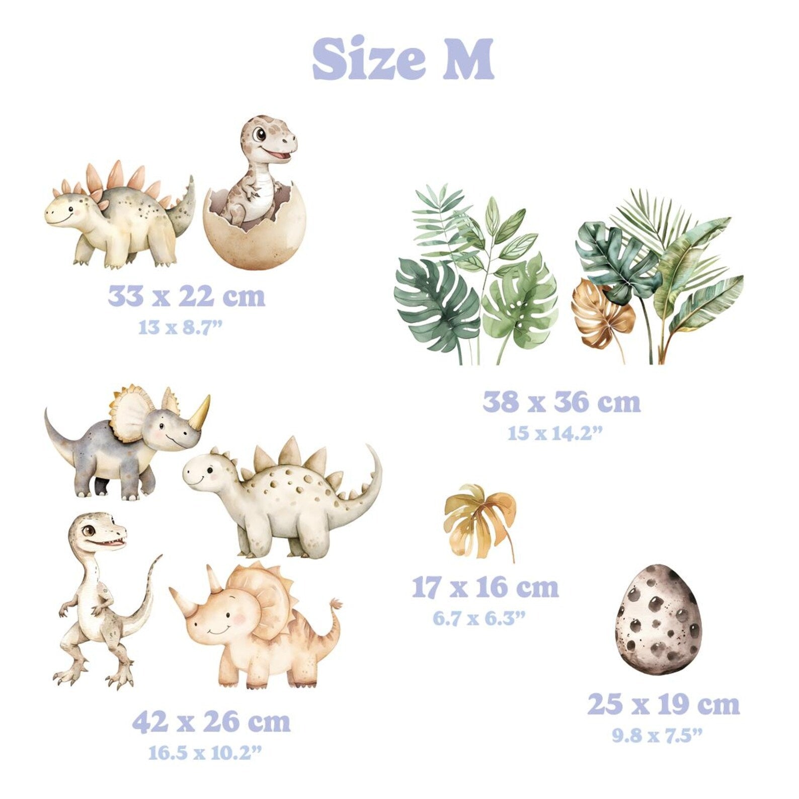 Vinilos decorativos Adhesivos infantiles de pared de dinosaurios huevo acuarela