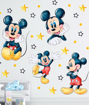 Vinilos decorativos Adhesivos infantiles de Pared mickey acuarela feliz