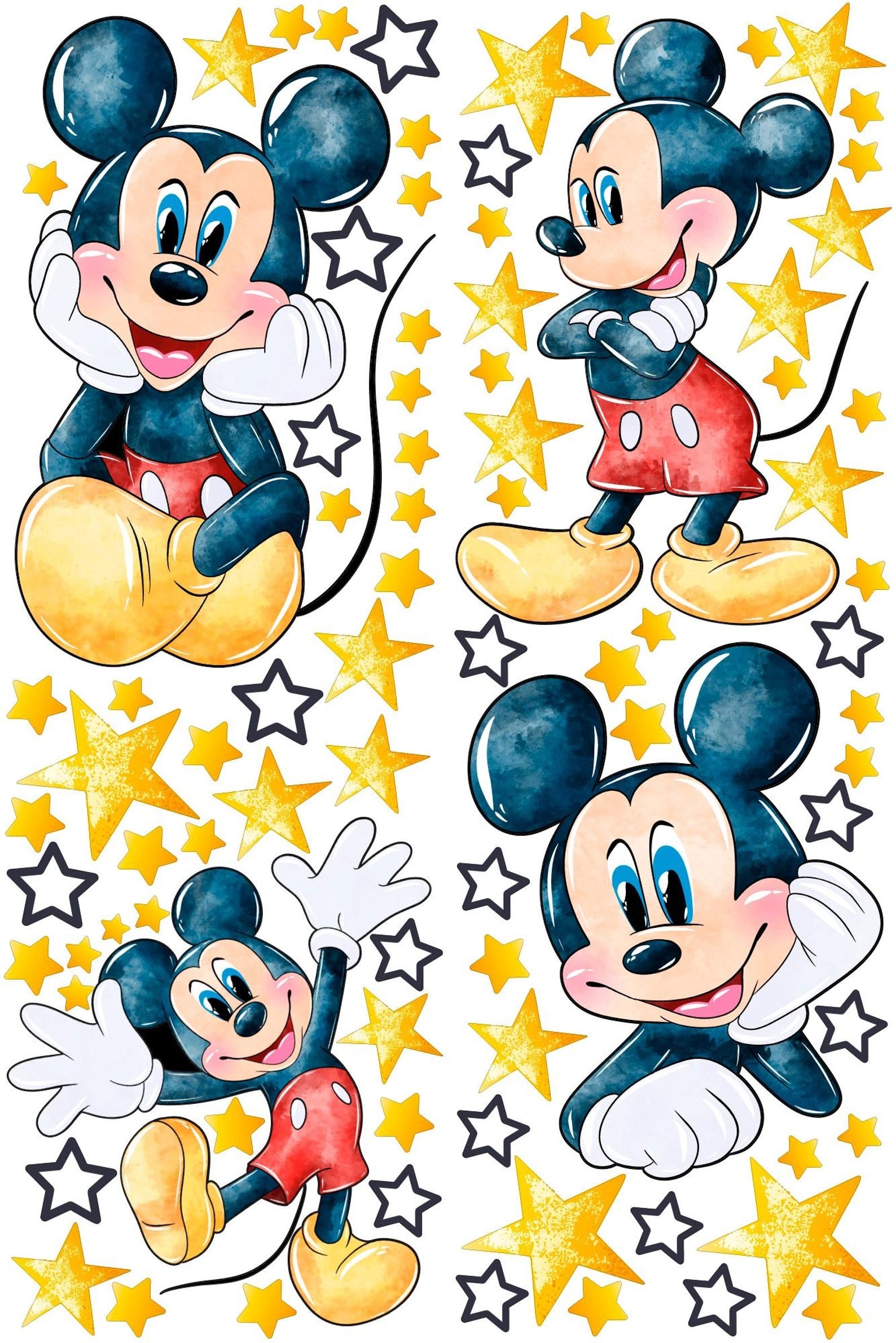 Vinilos decorativos Adhesivos infantiles de Pared mickey acuarela feliz