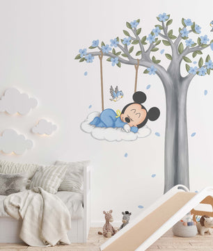 Vinilos decorativos Adhesivos infantiles de Pared mickey dormilon