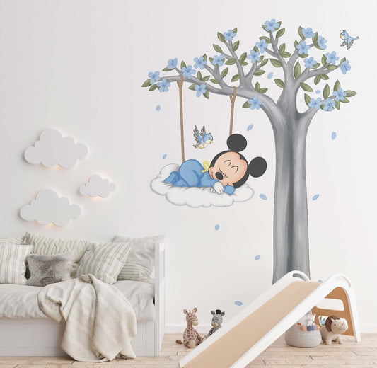 Vinilos decorativos Adhesivos infantiles de Pared mickey dormilon