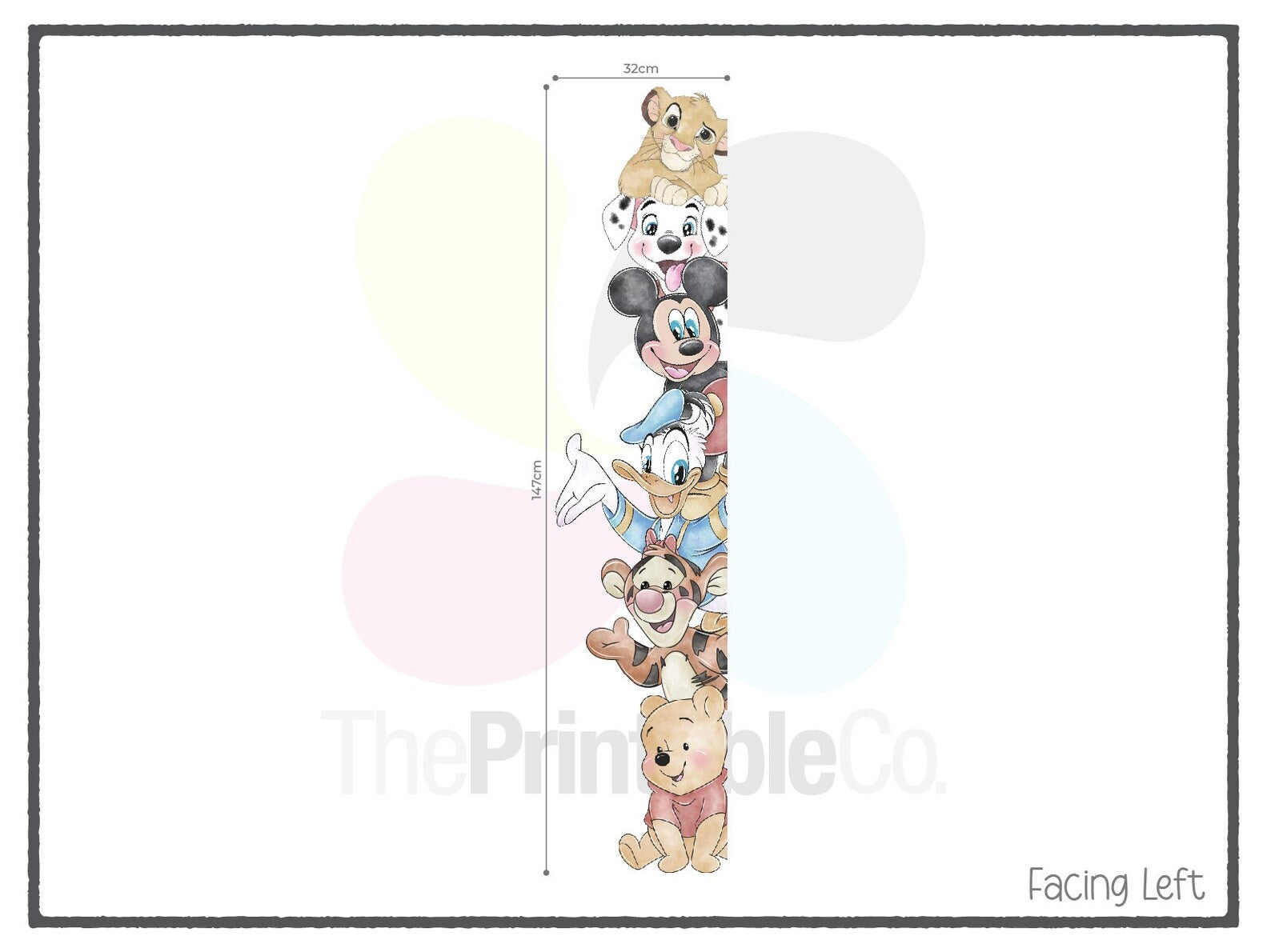 Vinilos decorativos Adhesivos infantiles de Pared mickey acuarela con sus amigos lado de puerta