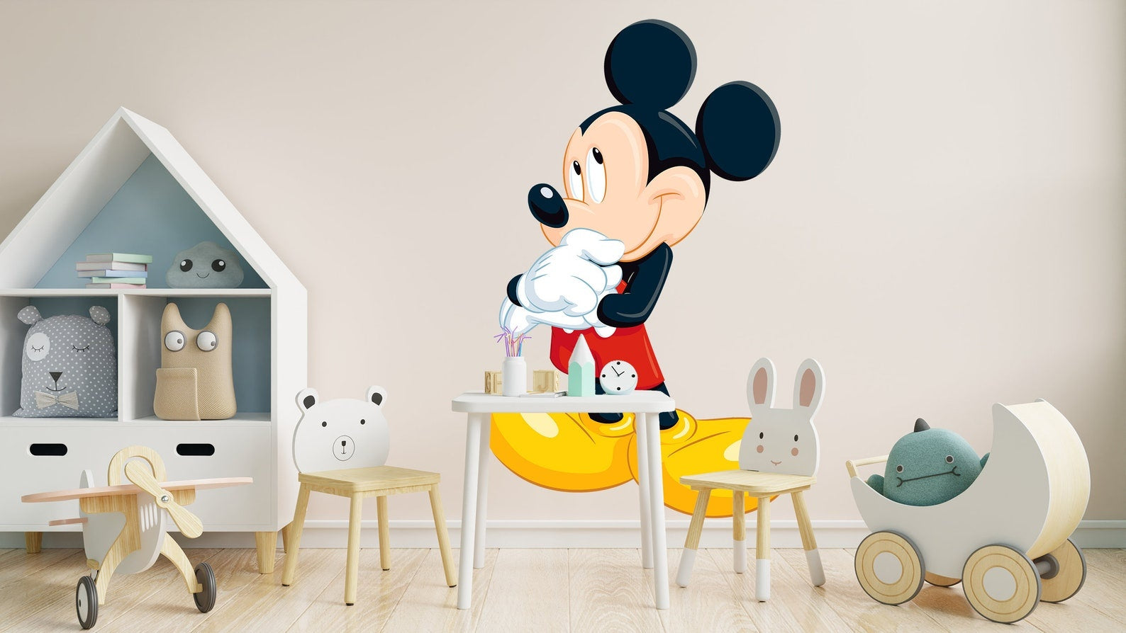 Vinilos decorativos Adhesivos infantiles de Pared mickey pensativo