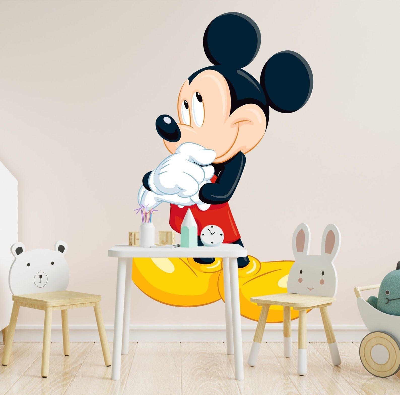 Vinilos decorativos Adhesivos infantiles de Pared mickey pensativo