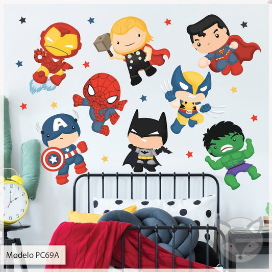 Vinilos decorativos Adhesivos infantiles de pared superheroes