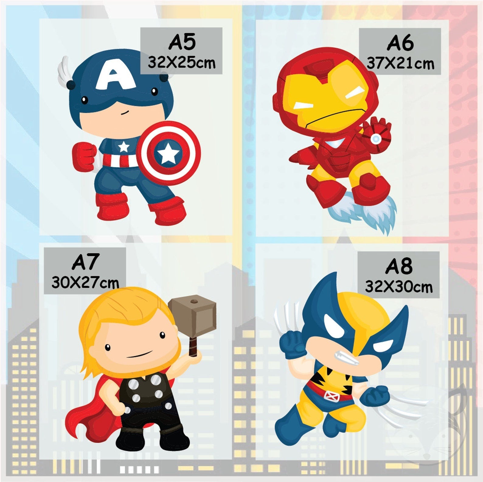 Vinilos decorativos Adhesivos infantiles de pared superheroes