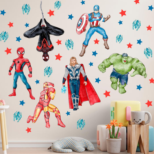 Vinilos decorativos Adhesivos infantiles de pared superheroes acuarela