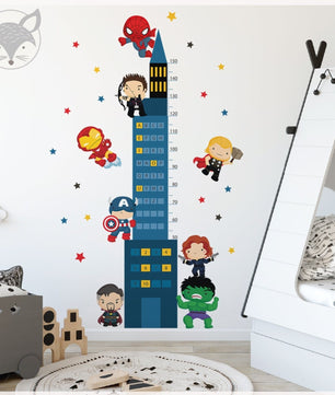 Medidor de altura infantil de superheroes niño vicales y numeros