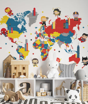 mapa mundi Superheroes