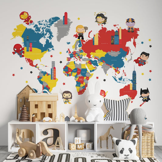 mapa mundi Superheroes