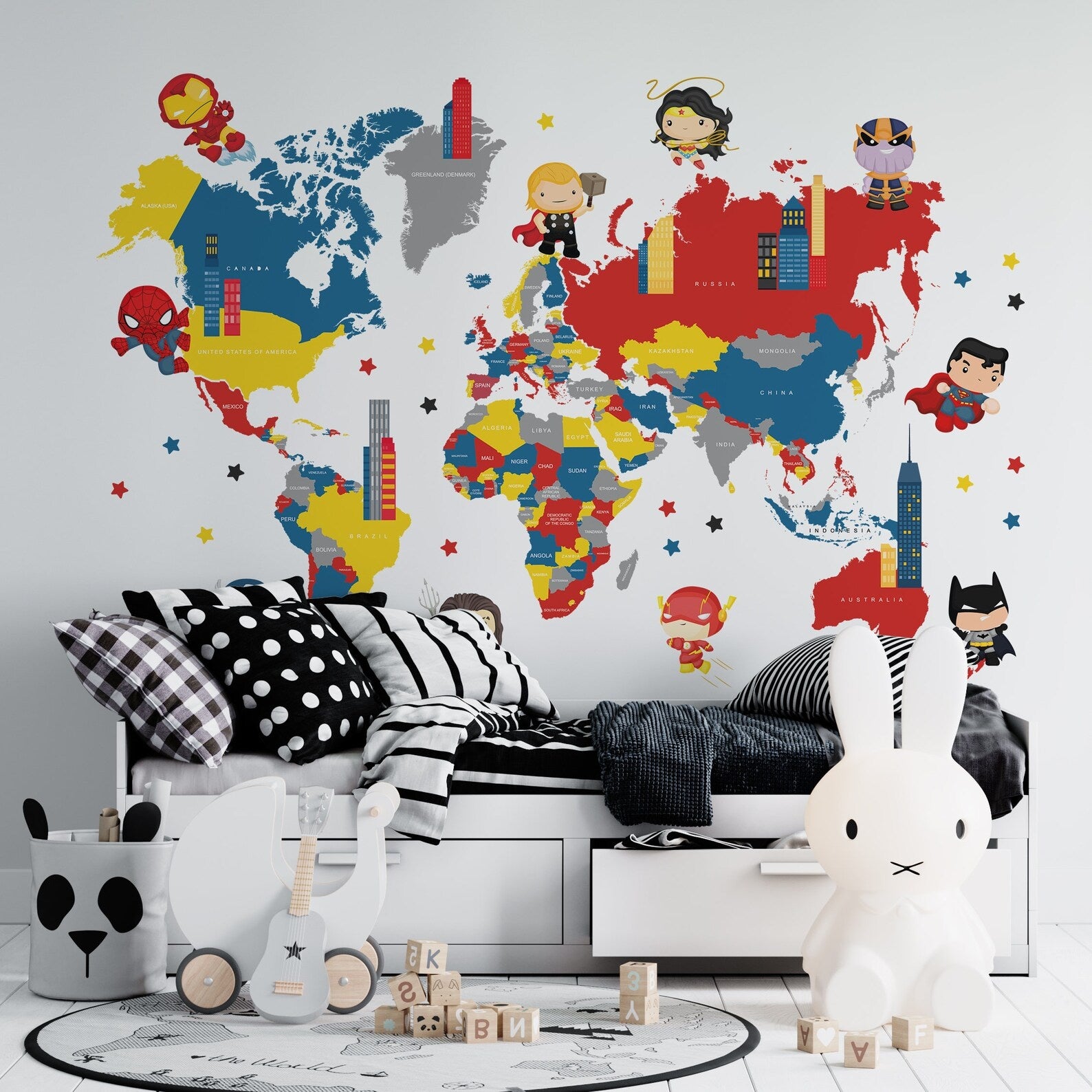 mapa mundi Superheroes