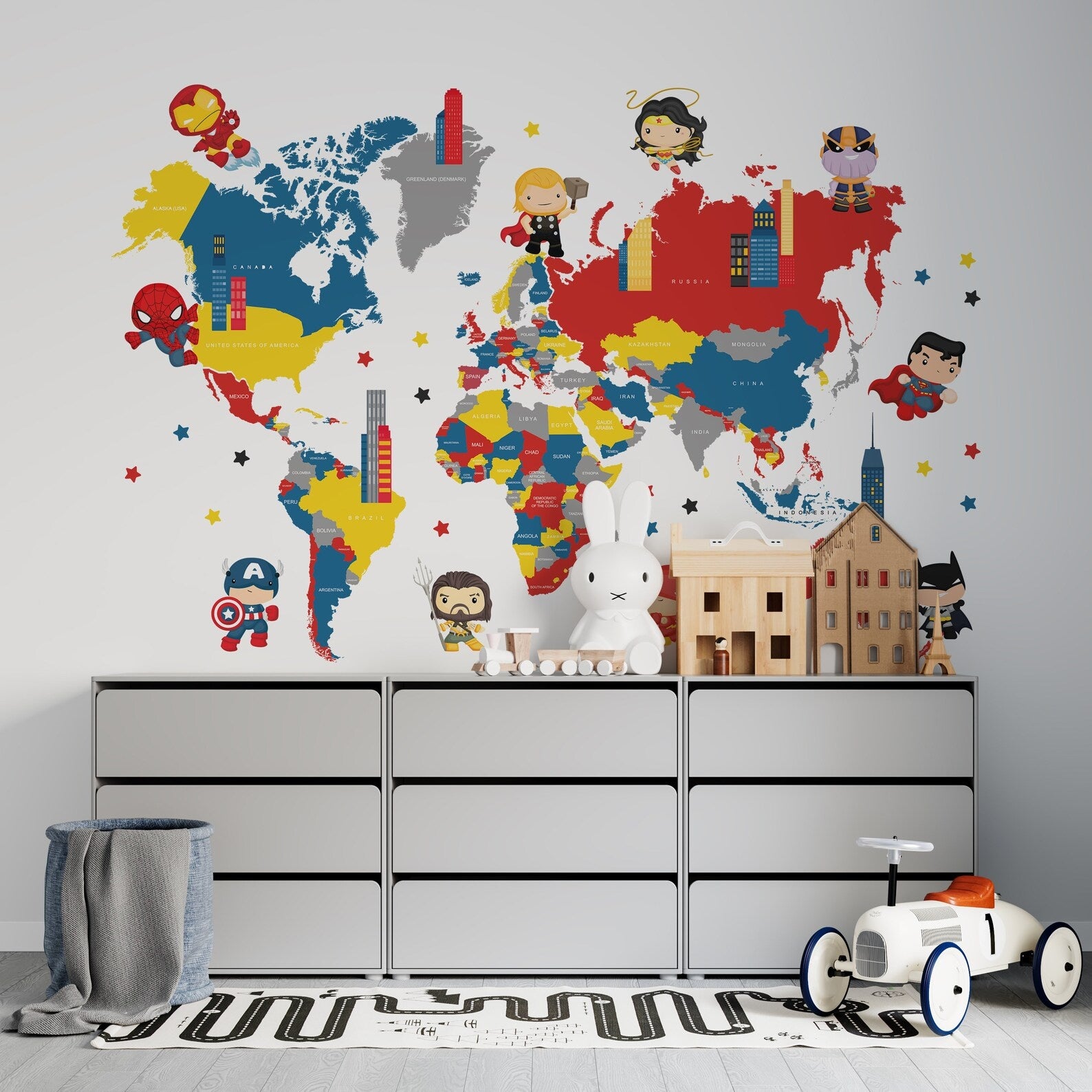 mapa mundi Superheroes