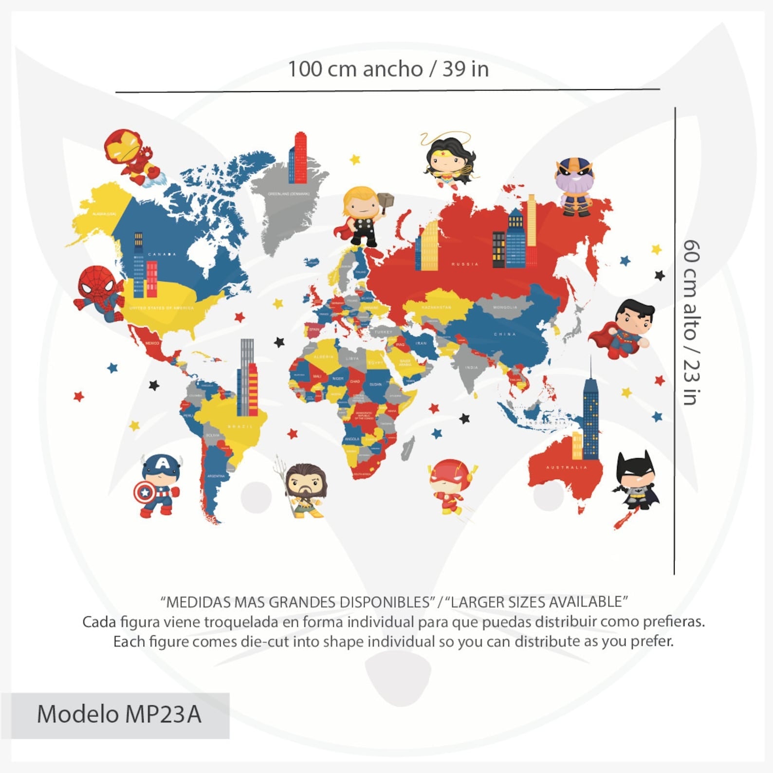 mapa mundi Superheroes