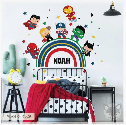 Vinilos decorativos Adhesivos infantiles de pared superheroes arcoiris