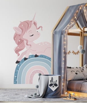 Vinilos decorativos Adhesivos infantiles de Pared arcoiris con unicornio