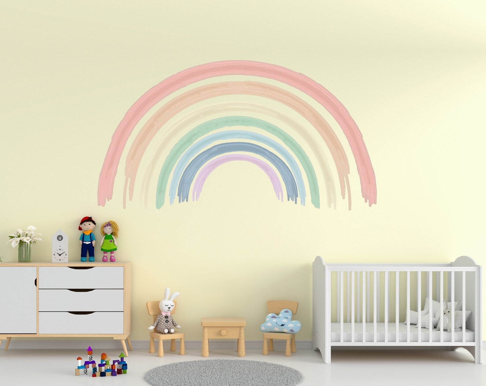 Vinilos decorativos Adhesivos infantiles de Pared arcoiris acuarelado