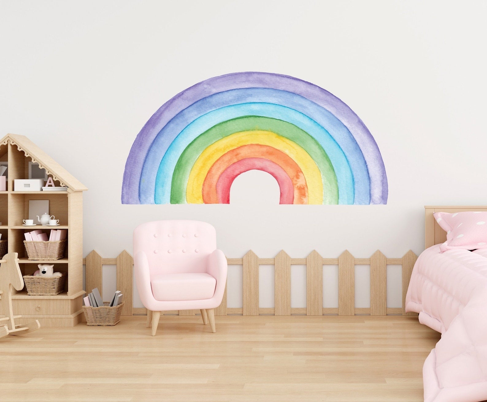 Vinilos decorativos Adhesivos infantiles de Pared arcoiris colorido acuarelado
