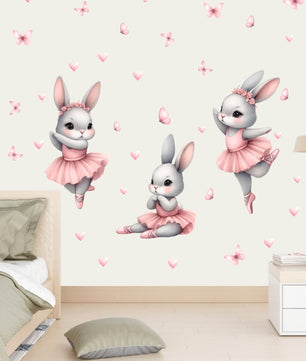 Vinilos decorativos Adhesivos infantiles de Pared Conejas bailarinas