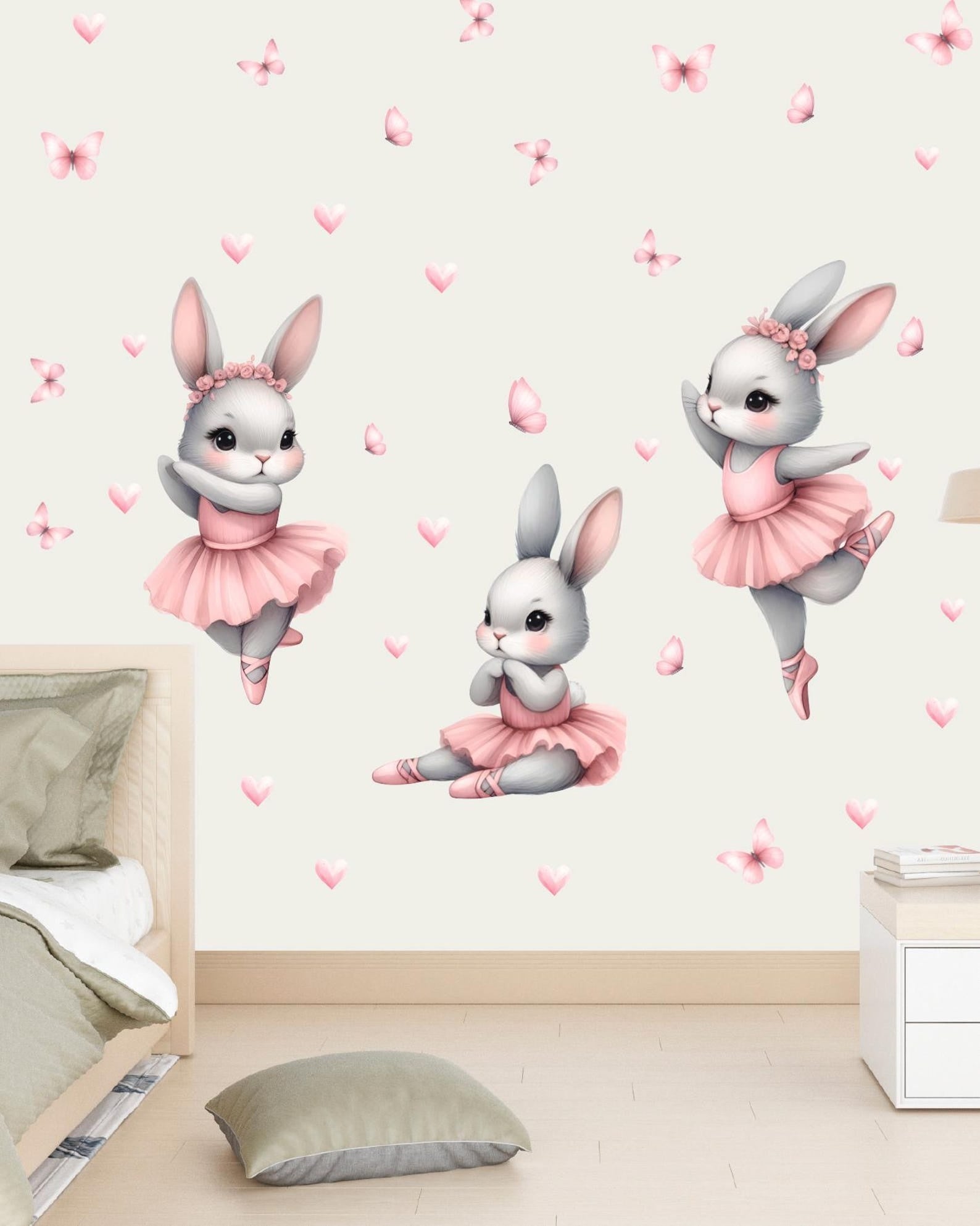 Vinilos decorativos Adhesivos infantiles de Pared Conejas bailarinas
