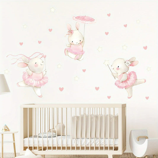 Vinilos decorativos Adhesivos infantiles de Pared Conejas bailarinas de ballet