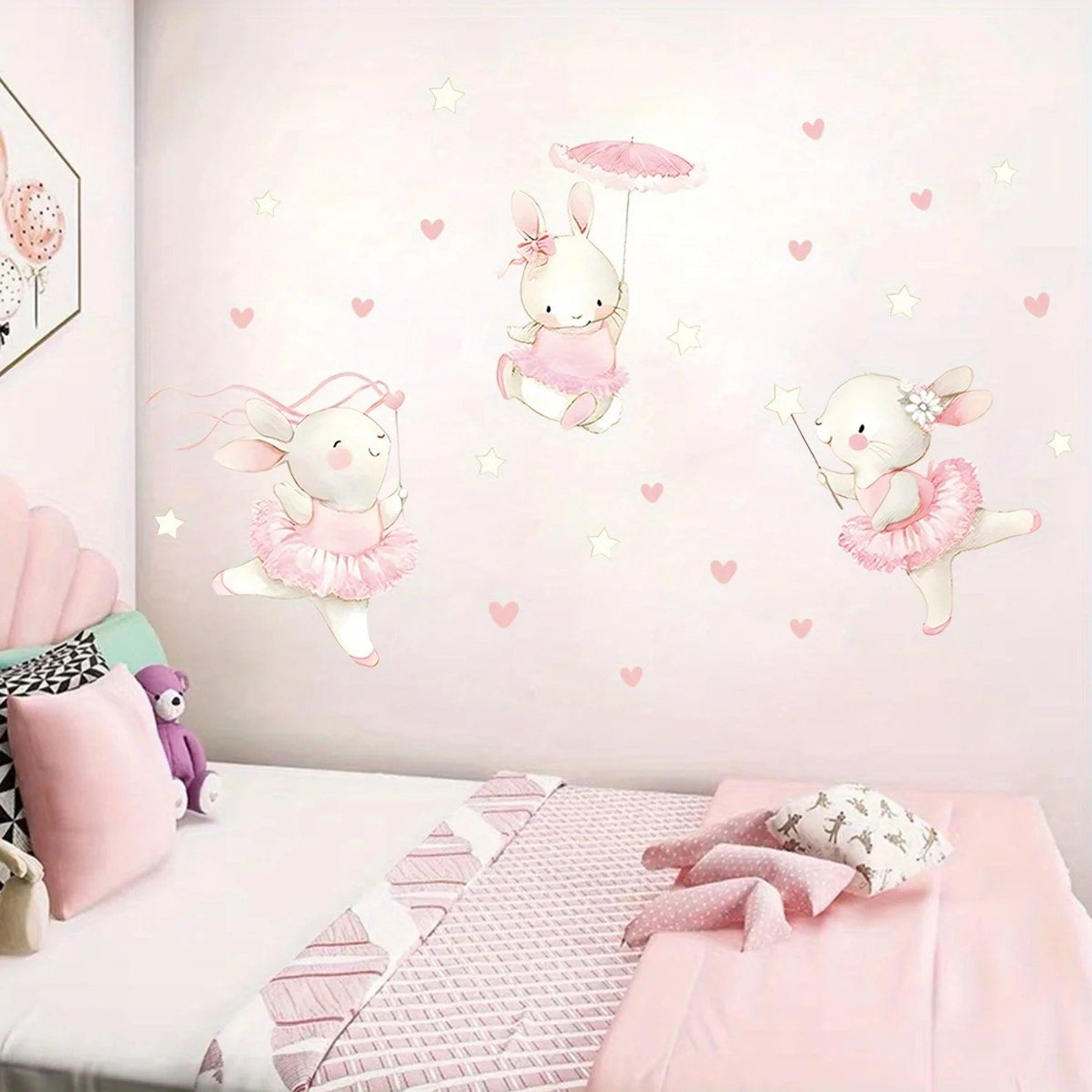 Vinilos decorativos Adhesivos infantiles de Pared Conejas bailarinas de ballet