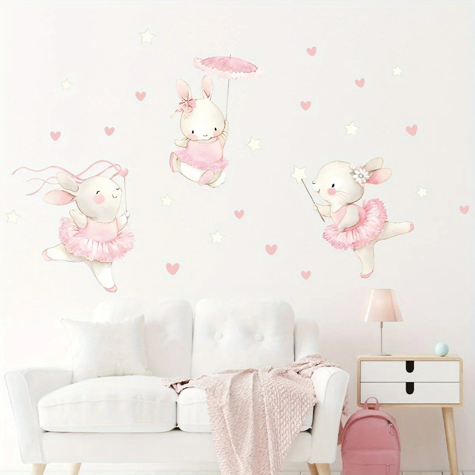 Vinilos decorativos Adhesivos infantiles de Pared Conejas bailarinas de ballet