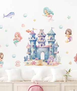 Vinilos decorativos Adhesivos infantiles de Pared princesas castillo marino