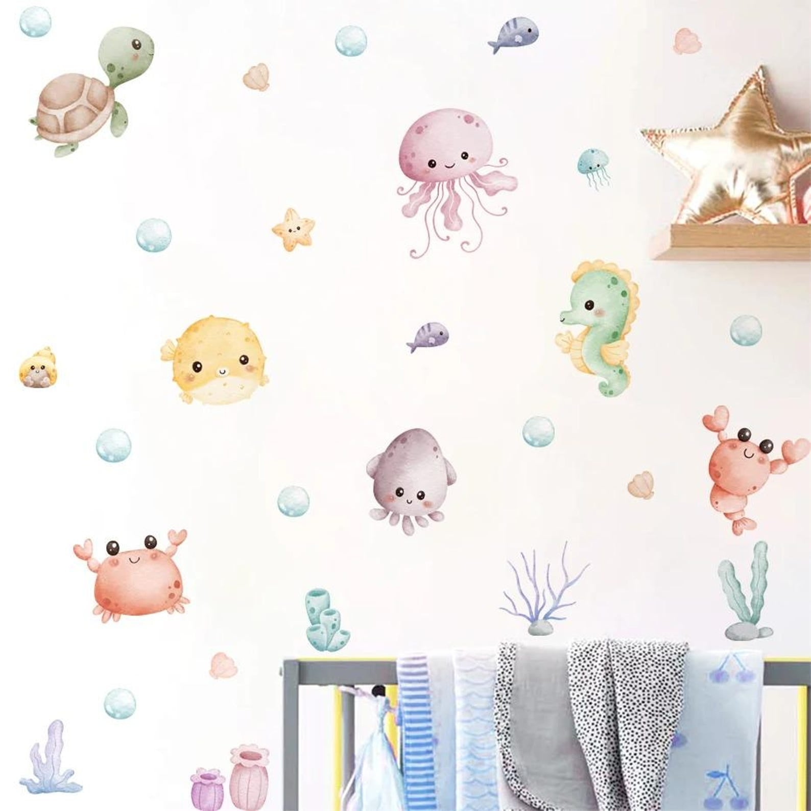 Vinilos decorativos Adhesivos infantiles de Pared princesas castillo marino