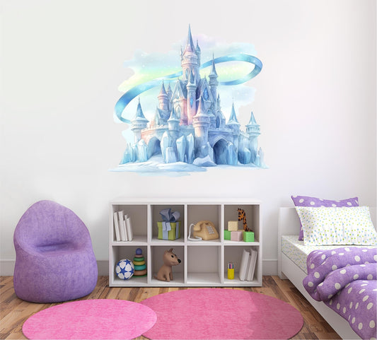 Vinilos decorativos Adhesivos infantiles de Pared princesas castillo de hielo azul