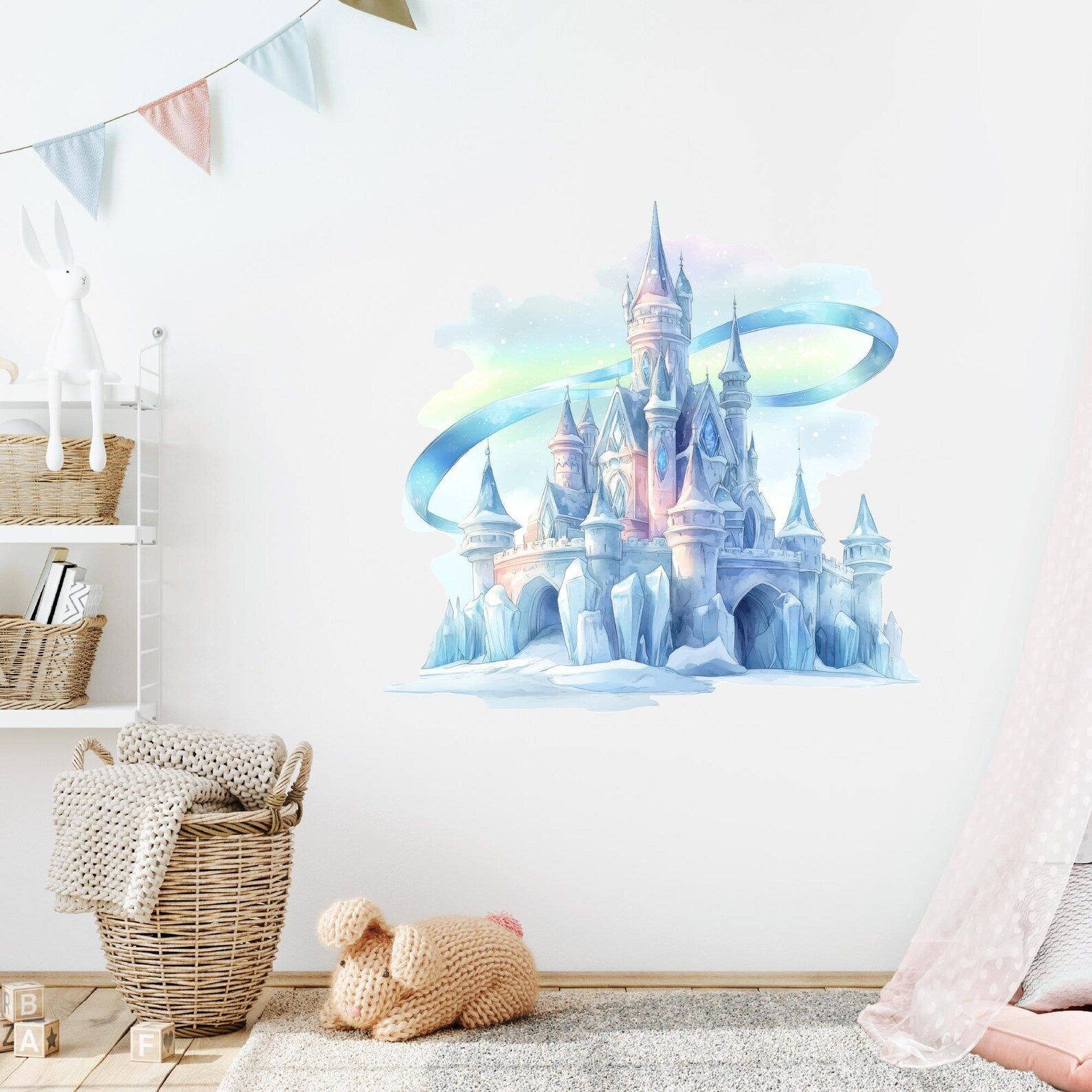Vinilos decorativos Adhesivos infantiles de Pared princesas castillo de hielo azul