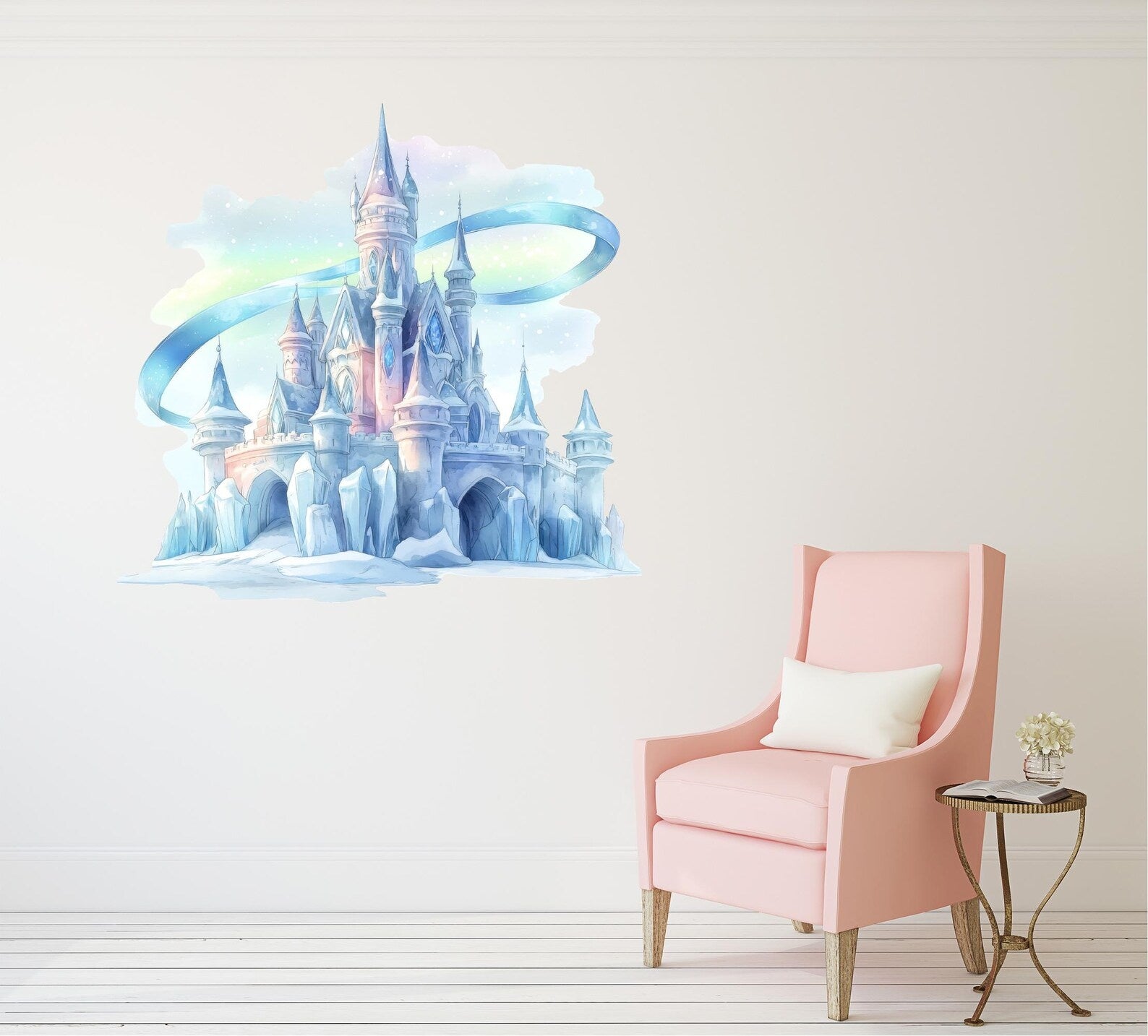 Vinilos decorativos Adhesivos infantiles de Pared princesas castillo de hielo azul