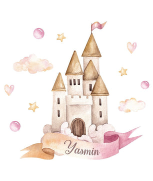 Vinilos decorativos Adhesivos infantiles de Pared princesas castillo con liston personalizado