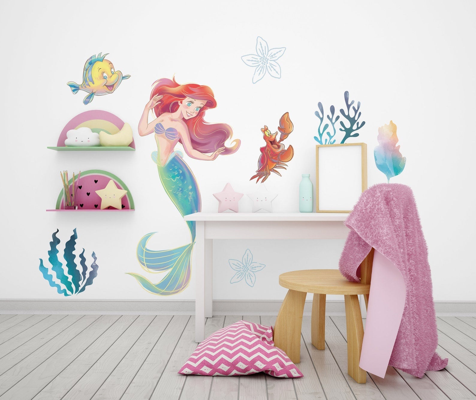 Vinilos decorativos Adhesivos infantiles de Pared princesas ariel bajo el mar