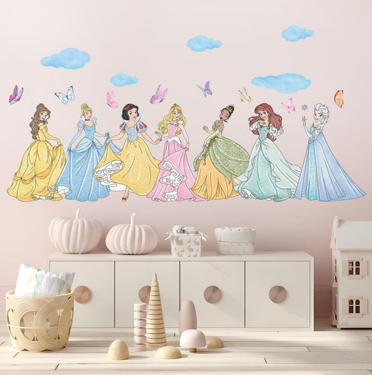 Vinilos decorativos Adhesivos infantiles de Pared princesas nubes y mariposas