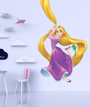 Vinilos decorativos Adhesivos infantiles de Pared princesas rapunzel con cabello