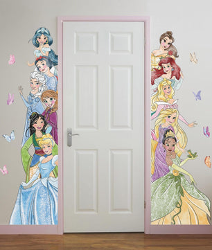 Vinilos decorativos Adhesivos infantiles de Pared princesas lateral de puerta acuarela