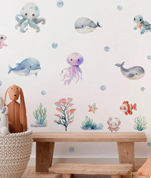 Vinilos decorativos Adhesivos infantiles de Pared animales marinos infantiles
