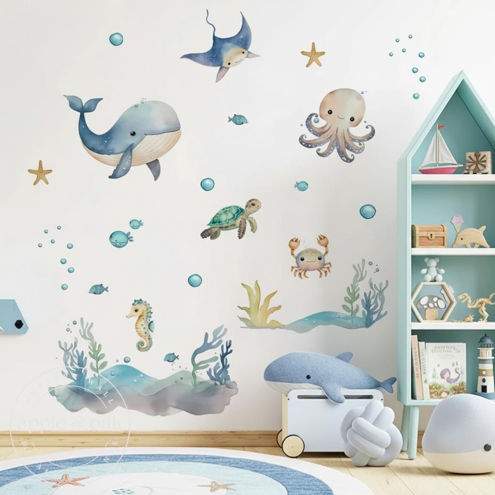 Vinilos decorativos Adhesivos infantiles de Pared animales de mar bebe