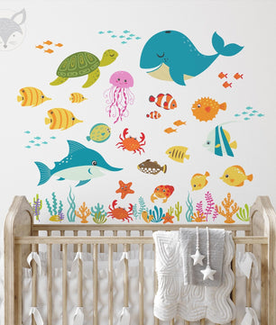 Vinilos decorativos Adhesivos infantiles de Pared animales marinos vector