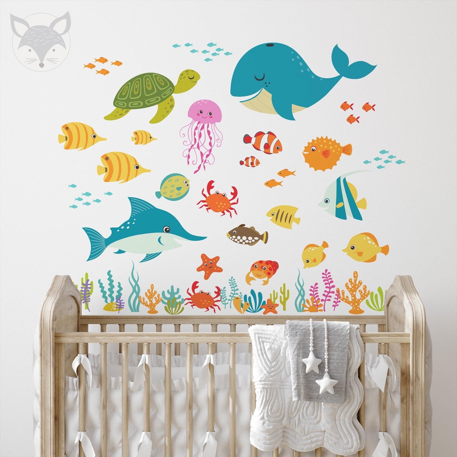Vinilos decorativos Adhesivos infantiles de Pared animales marinos vector